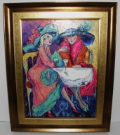 Tatiana Morozowa " Przyjaciółki" Olej na płótnie 51x41 cm