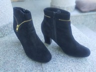 HOTTER nr 41/7,5UK wygodne i eleganckie czarne botki na słupku skóra