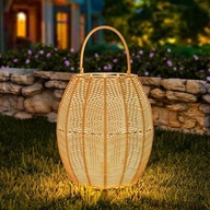 Lampion Rattanowy Latarnia z Żarówką Wodoodporna Boho na Taras Balkon