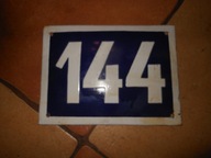 STARA EMALIOWANA TABLICZKA Z NR DOMU 144