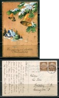 K23950)Karta gratulacyjna: Boze Narodzenie, Wytlaczana Kartka, wyslany 1936