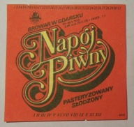 STARA ETYKIETA PIWO NAPÓJ PIWNY PASTERYZOWANY SŁODZONY BROWAR GDAŃSK