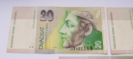 banknoty 20 koron Słowacja, trzy sztuki, dobry stan, prywatna kolekcja