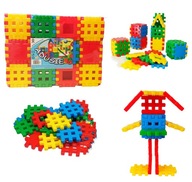 KLOCKI KONSTRUKCYJNE PLASTIKOWE WAFLE EDUKACYJNE DUŻY ZESTAW 72 EL.