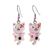Kolczyki z kotkami, różowe, świecą w ciemnościach
