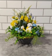 stroik wielkanocny, stroik wiosenny, dekoracja, kompozycja, kaczki