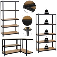 CZARNY, WZMOCNIONY, REGAŁ MAGAZYNOWY, METALOWY THOMAS - 5 PÓŁEK, 1325 KG