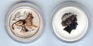 AUSTRALIA - LUNAR II - Rok Psa - 25 Cent - UNC - KOLOR - Srebro 0,999