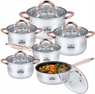 ZESTAW GARNKÓW INDUKCJA NA GAZ ZE STALI NIERDZEWNEJ KOMPLET12 ELE ZILNER