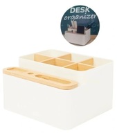 PRZYBORNIK NA BIURKO ORGANIZER BAMBUS BIAŁY