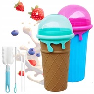 SLUSHY KUBEK SILIKONOWY DO ROBIENIA, ZE SŁOMKĄ I ŁYŻECZKĄ, MASZYNA DO LODÓW