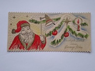 WESOŁYCH ŚWIĄT - stary wytłaczany karnet z Mikołajem