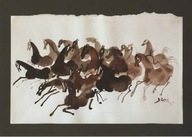 JÓZEF WILKOŃ Ilustracja KONIE reprodukcja BESTIARIUM WILKONIA