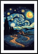 A2 PLAKAT OBRAZ GWIAŹDZISTA NOC W STYLU VINCENT VAN GOGH NOC KSIĘŻYC
