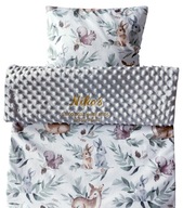 KOCYK DO WÓZKA 50x75cm minky HAFT imię METRYCZKA+poduszka MIŚ chrzest PREZE