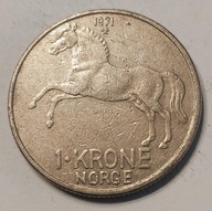 NORWEGIA - 1 KORONA 1971 - KOŃ