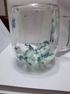 SZKLANY KUBEK TERMICZNY 3D SUSZONE KWIATY PODWÓJNE DNO KOLOROWY vintage