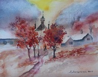 Jesienna akwarela Akwarela Sabina Salamon 24x30