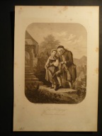 wnuczka prowadzi dziadka do kościoła, oryg 1863