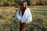Nowy kardigan oversize – biały, handmade