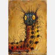 Gąsienica robak larwa obraz na płótnie 58x85 owad insect plakat abstrakcja