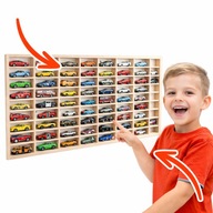 PÓŁKA NA RESORAKI SAMOCHODZIKI AUTA ORGANIZER SKLEJKA 80 MIEJSC NA AUTKA