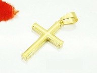 Duża zawieszka prosty krzyżyk złoty zawieszka do łańcuszka stal Z314