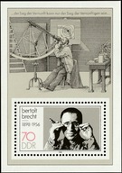 Niemcy NRD 1988 Znaczki Bl 91 ** astronomia literatura pisarz teatr Brecht