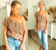 Bluzka top włoski beżowy bawełniany r.S 36