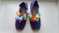 Espadryle ART z kolorowymi pomponami ciemny fiolet