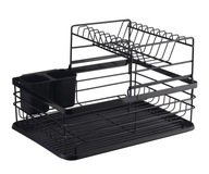 SUSZARKA DO NACZYŃ OCIEKACZ STOJĄCA CZARNA DUŻA XXL DWUPOZIOMOWA METALOWA