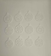 ZESTAW 12 BOMBEK CHOINKOWYCH AŻUROWYCH - białe ozdoby świąteczne