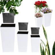 ZESTAW 3x DONICZKA DONICA OGRODOWA BIAŁA WYSOKA TARASOWA BALKONOWA KWIETNIK