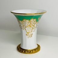 Rosenthal Maria, wazon z zielono złotym dekorem 13,5 cm