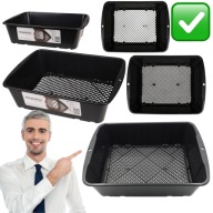 SIEWNIK RĘCZNY DO ZIEMI CZARNY SITKO OGRODOWE PLASTIKOWE PROSTOKĄTNE NOWY