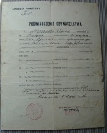 Poświadczenie obywatelstwa A. Lewicki Opoczno podpis starosta Prużana 1934