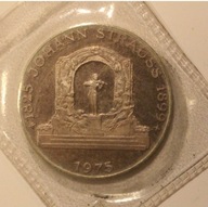 JOHANN STRAUSS 1825 - 1899 - 100 SCHILLING - SZYLINGÓW 1975 AUSTRIA, SREBRO