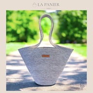 Koszyk szary melanż Torba shopper na ramię damska ze sznurka M La Panier