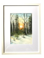 Akwarela - pejzaż zimowy