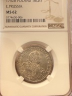Prusy 18 krajcarów, 1752 B NGC MS62 MAX NOTA WYŚMIENITY TYLKO 2 SZTUKI