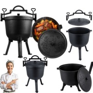 KOCIOŁEK ŻELIWNY 8L GARNEK MYŚLIWSKI PIECZONKI NA OGNISKO GRILL + PRZEPISY