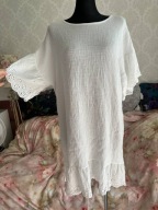 sukienka ala muślinowa muślin maxi delikatna oversize vintage haft