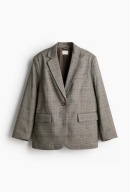 H & M marynarka kraciasta krata żakiet brązowy oversize boyfriend szara