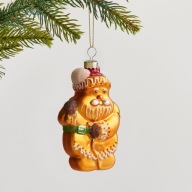 Szklana Bombka Mikołaj z piernika na prezent połyskująca błyszcząca brązowa