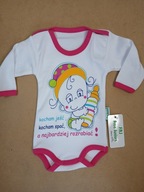 Body dziecięce niemowlęce długi rękaw z nadrukiem rozmiar 62