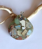 Wisior, naszyjnik z naturalnym jaspisem morskim srebro