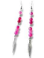 AG60 Kolczyki kamienie AGAT różowe długie