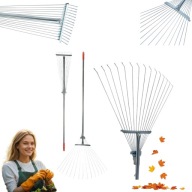 GRABIE REGULOWANE NARZĘDZIE OGRODOWE DO LIŚCI TRAWY SZEROKIE METALOWE