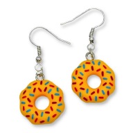 Kolczyki PĄCZKI Żółte Zabawne DONUTY z Lukrem Kreatywny PREZENT Posypka