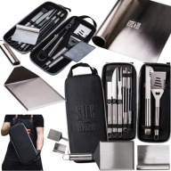 PRZYBORY ZESTAW AKCESORIA SZTUĆCE DO GRILLA ZE STALI NIERDZEWNEJ 11 W 1